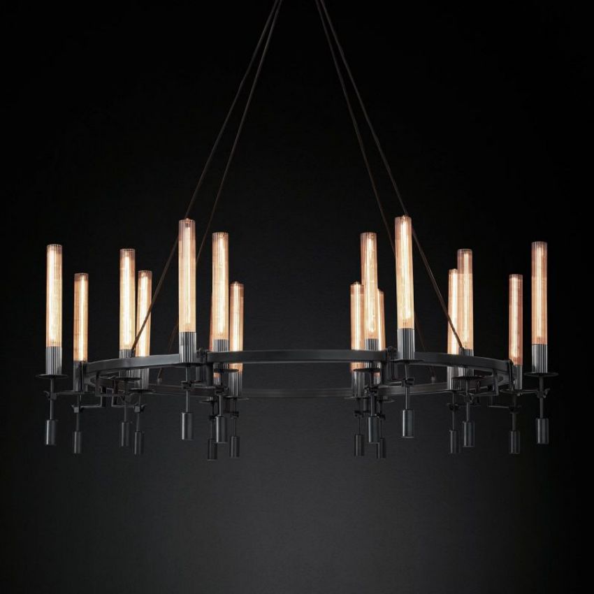 Fontanelle Vintage Glow Round Chandelier 58"