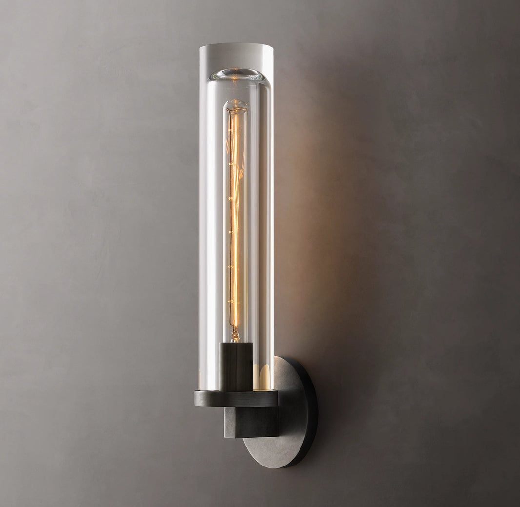 Savile Crystal Block Round Wall Sconce