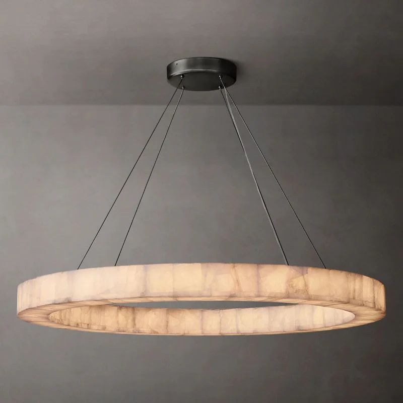 Rivage Veined Alabaster Round Chandelier 60"