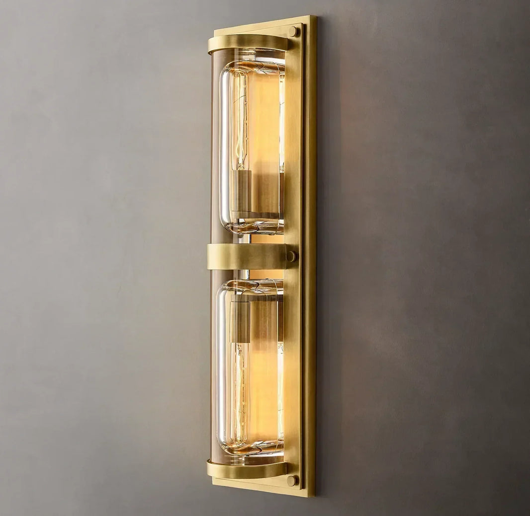 Savile Crystal Block Double Round Wall Sconce