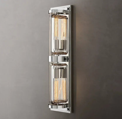 Savile Crystal Block Double Round Wall Sconce