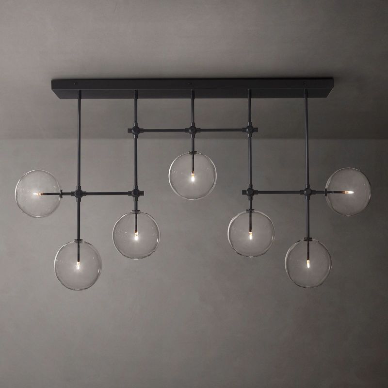 Lucelle Glass Globe Linear Chandelier 60"