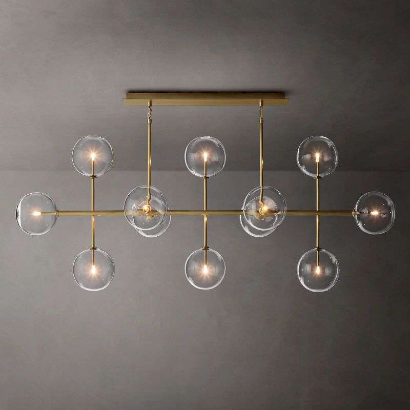 Lucelle Glass Globe Linear Chandelier 72"