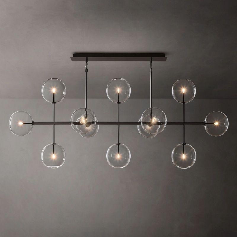 Lucelle Glass Globe Linear Chandelier 72"