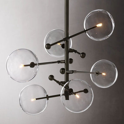 Lucelle Glass Globe Six-Arm Chandelier 40"