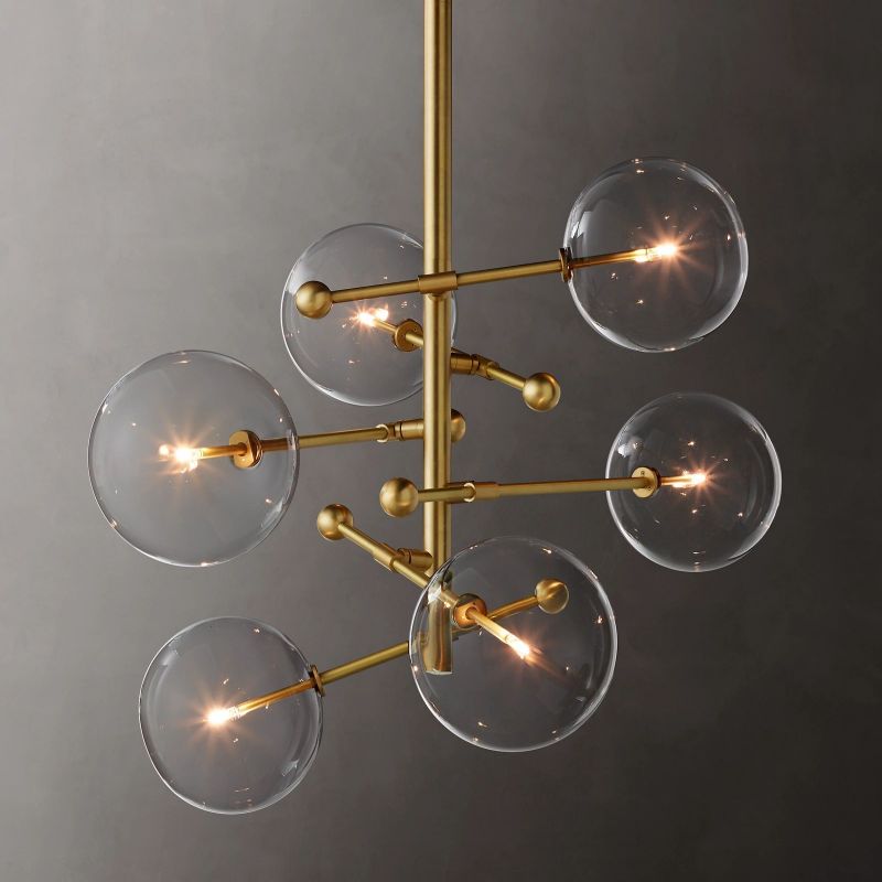 Lucelle Glass Globe Six-Arm Chandelier 40"
