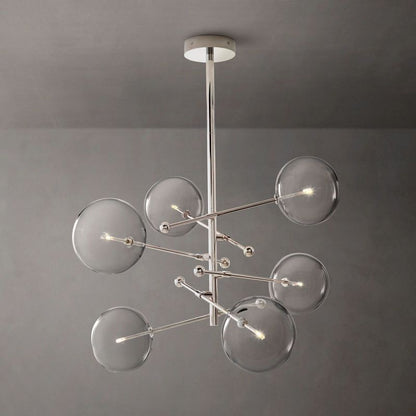 Lucelle Glass Globe Six-Arm Chandelier 55"