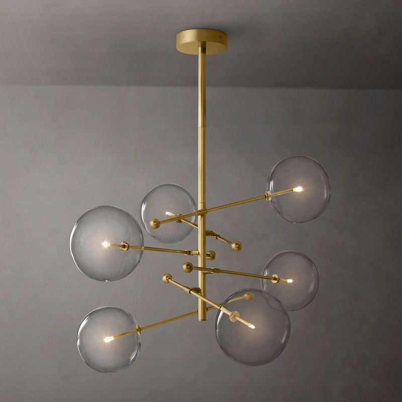 Lucelle Glass Globe Six-Arm Chandelier 55"
