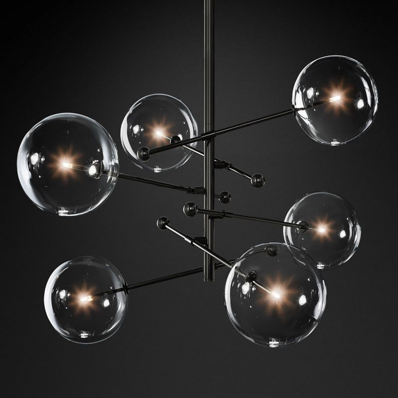 Lucelle Glass Globe Six-Arm Chandelier 55"