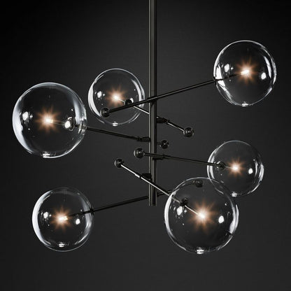 Lucelle Glass Globe Six-Arm Chandelier 55"