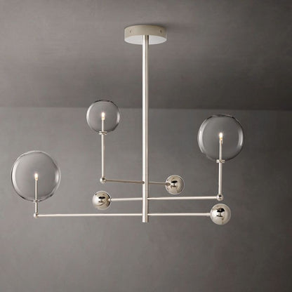 Lucelle Glss Globe Three-Arm Chandelier 46"