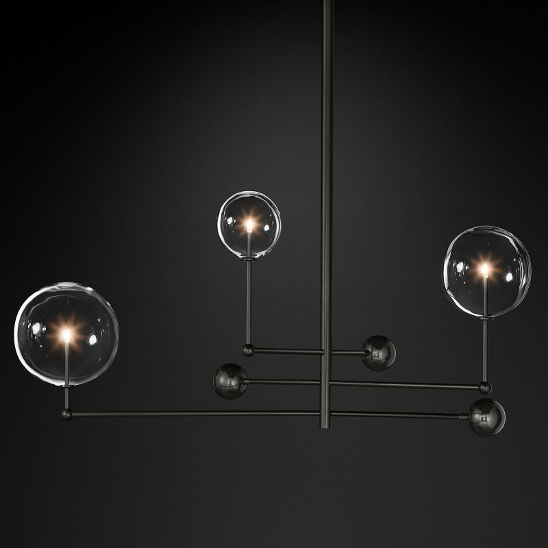 Lucelle Glss Globe Three-Arm Chandelier 46"