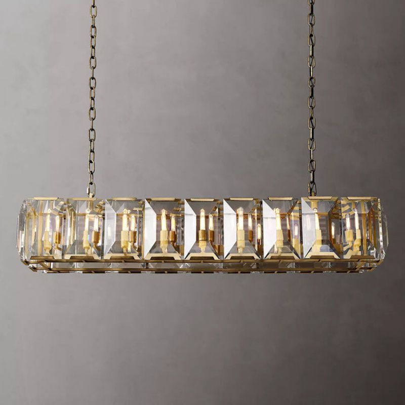 Harlow Faceted Crystal Rectangle Chandelier 62"