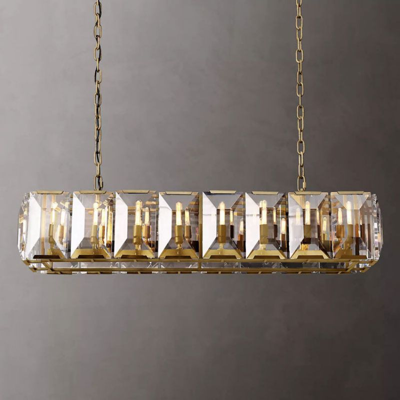 Harlow Faceted Crystal Rectangle Chandelier 54"