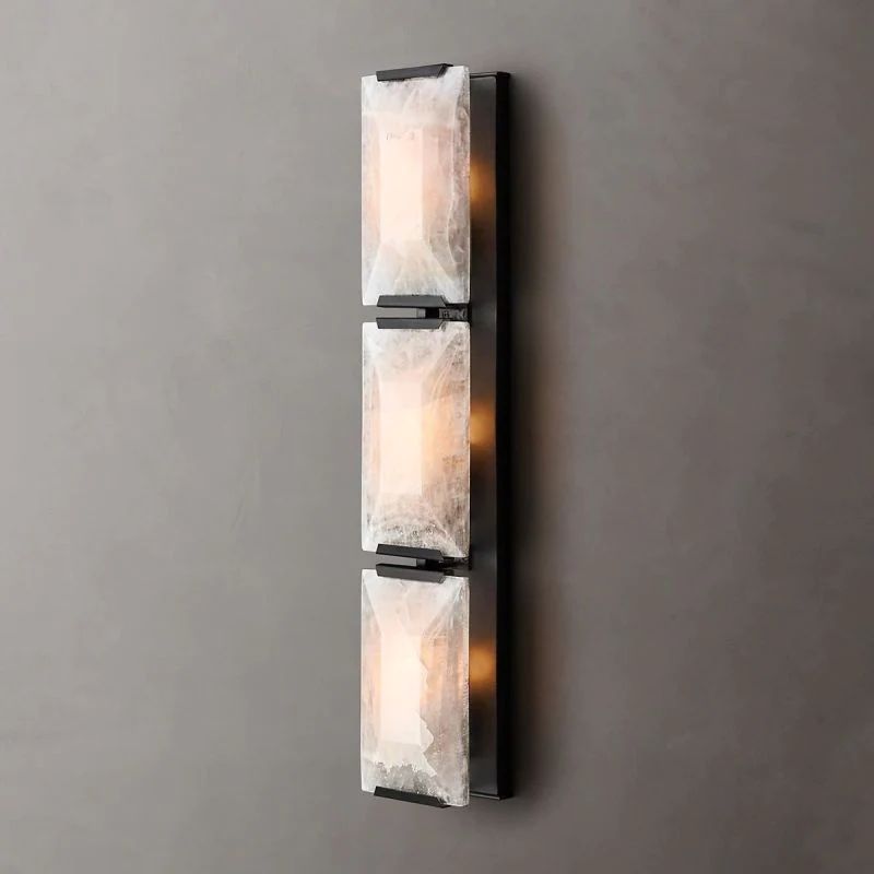 Harlow Faceted Calcite Triple Wall Sconce