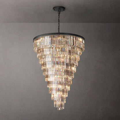 Odeon Deco Prism Triangular Helix Chandelier 36"
