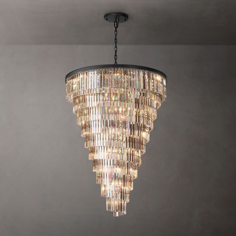 Odeon Deco Prism Triangular Helix Chandelier 48"