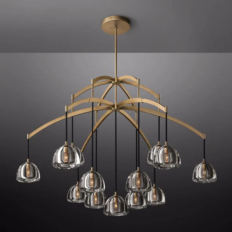 Hemisphere Delicate Crystal Round Chandelier 60"