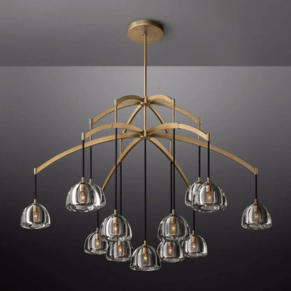 Hemisphere Delicate Crystal Round Chandelier 60"