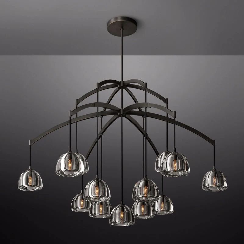 Hemisphere Delicate Crystal Round Chandelier 60"