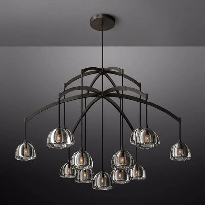 Hemisphere Delicate Crystal Round Chandelier 60"