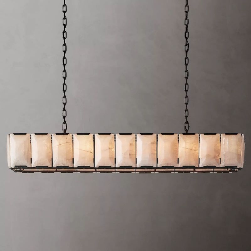 Harlow Faceted Calcite Rectangle Chandelier 74"