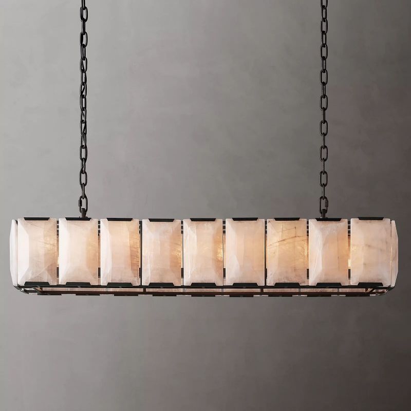 Harlow Faceted Calcite Rectangle Chandelier 62"