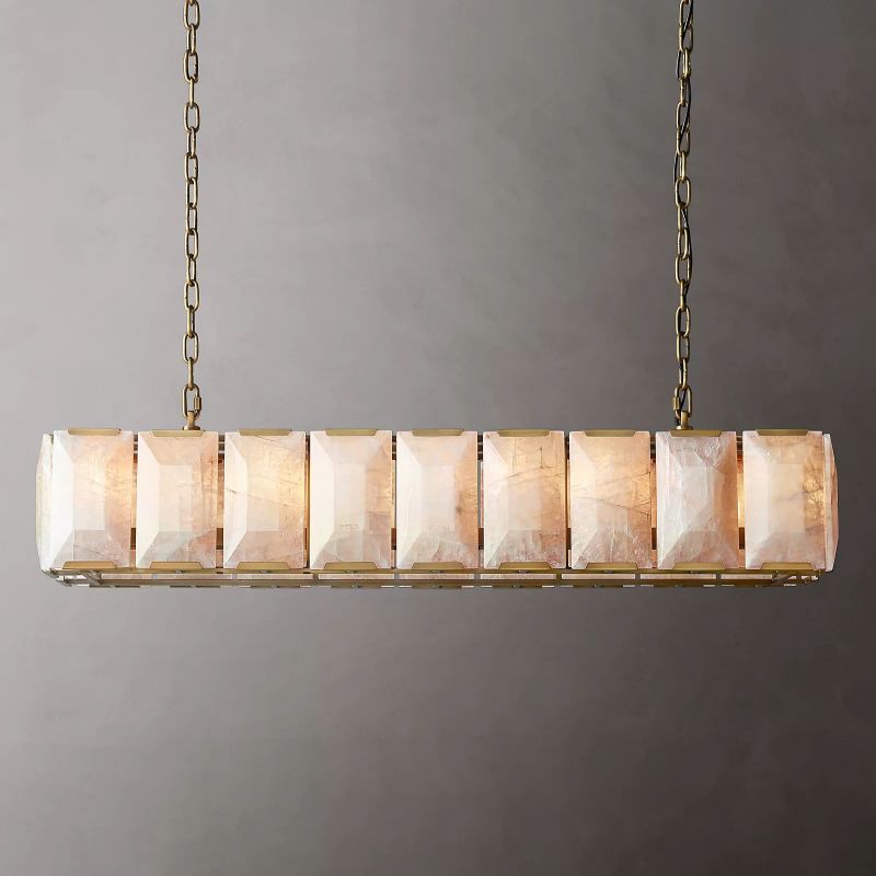 Harlow Faceted Calcite Rectangle Chandelier 62"