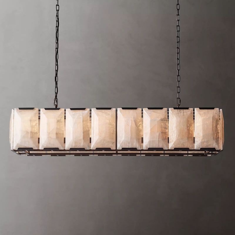 Harlow Faceted Calcite Rectangle Chandelier 54"