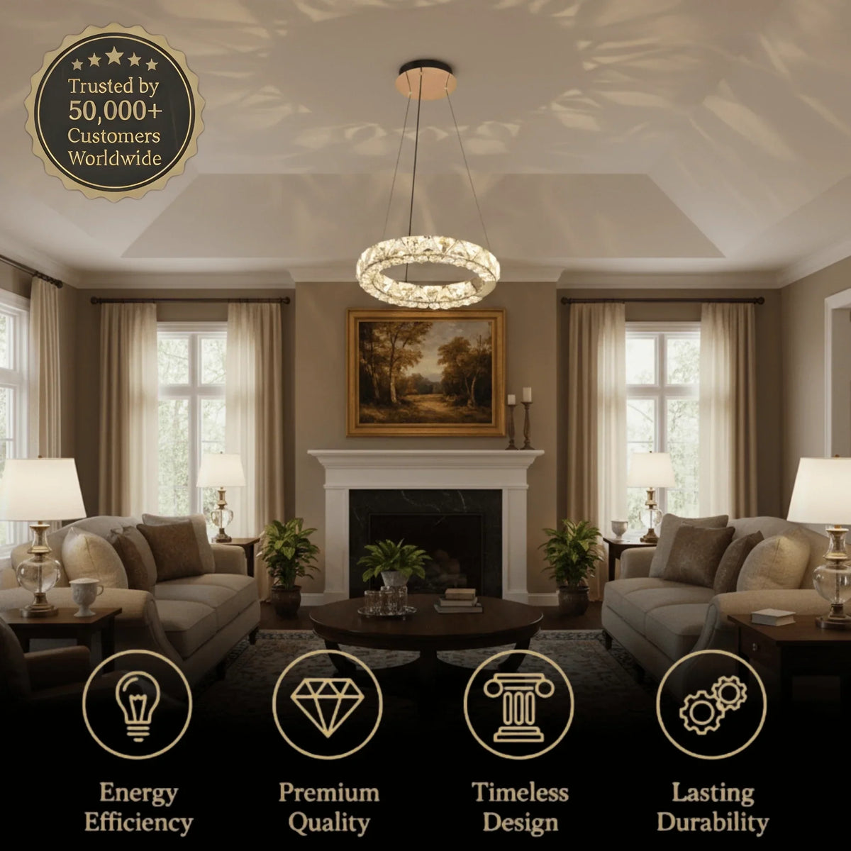 drainpangolin Excelis Rose Gold Crystal Chandelier – Exquisite Crystals with Warm Ambient Glow