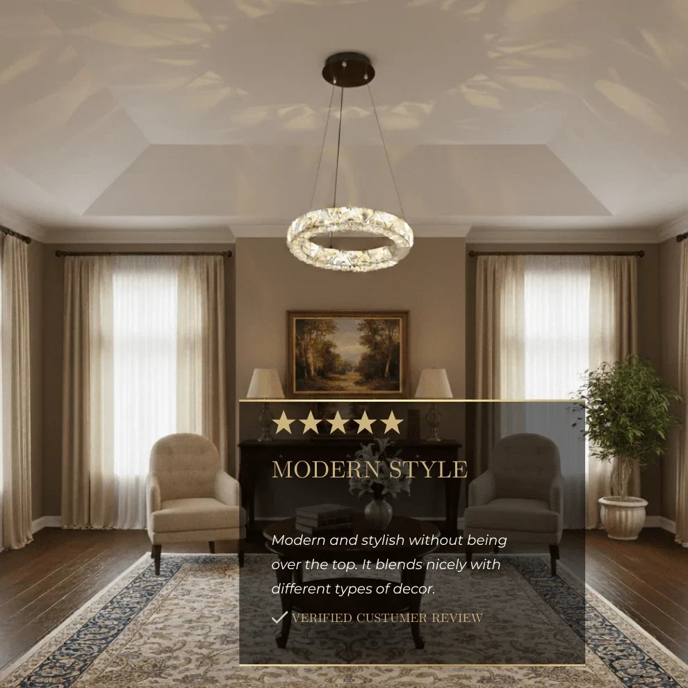 drainpangolin Excelis Rose Gold Crystal Chandelier – Exquisite Crystals with Warm Ambient Glow