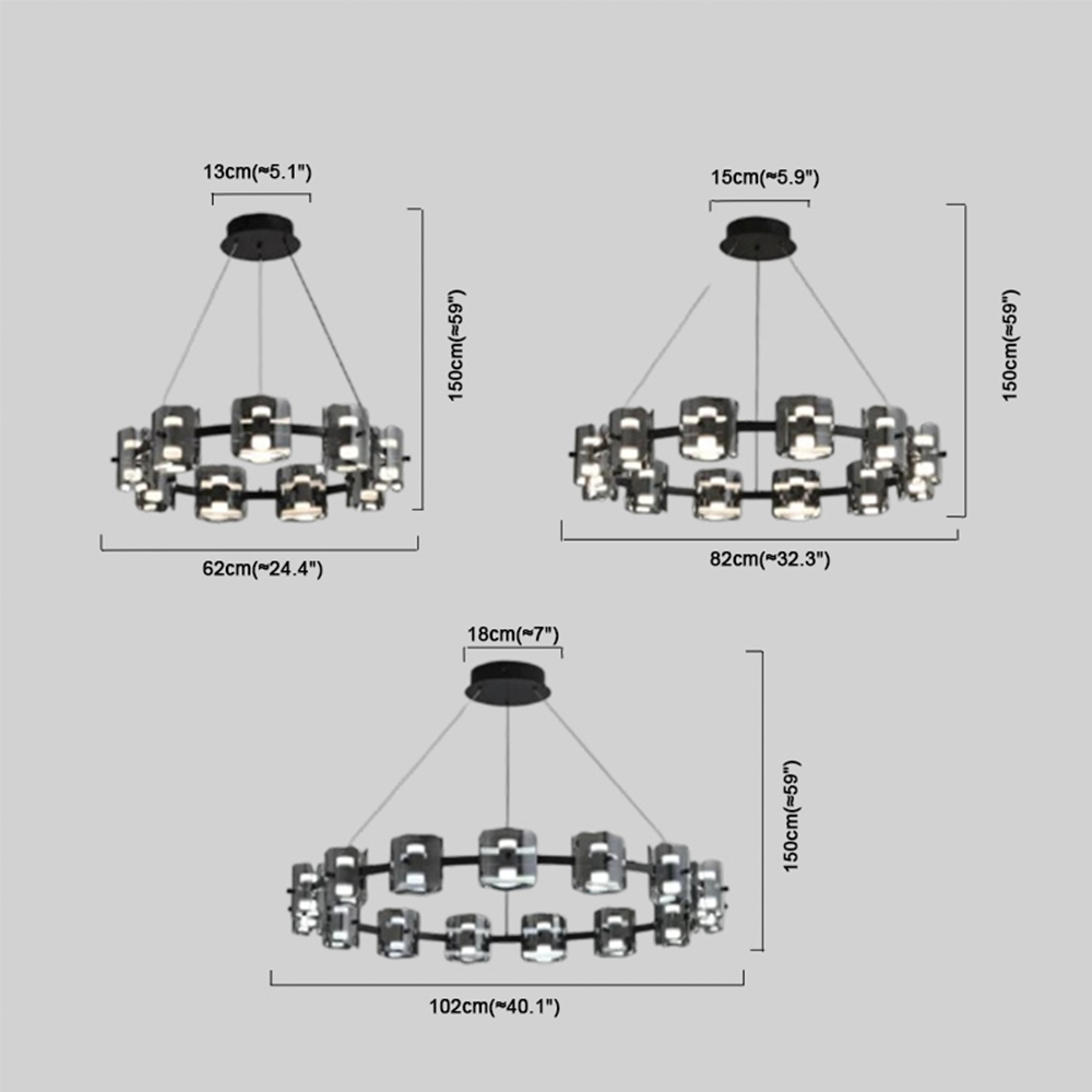 Excelis Royal Pendant Light - Gold/Black Metal & Glass Ring for Dining Room
