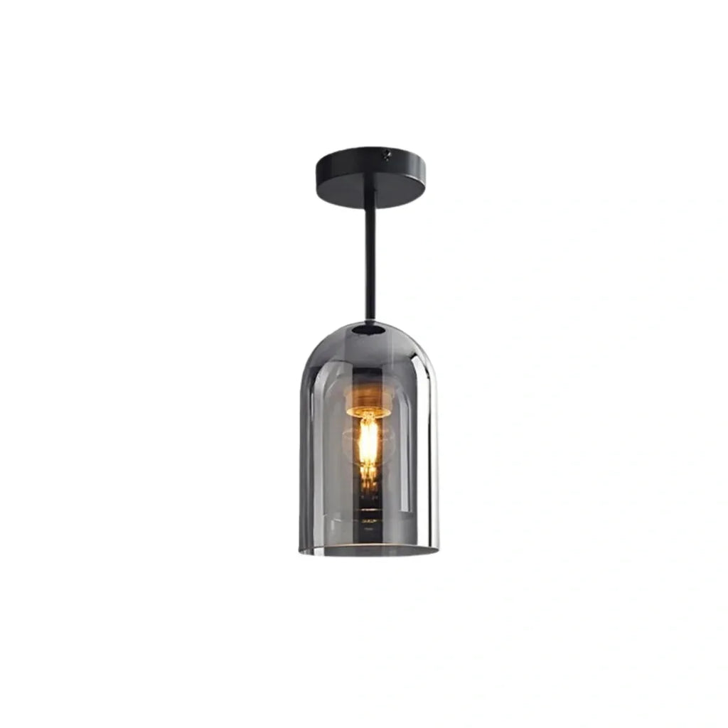 drainpangolin Modern Semi-Flush Ceiling Light Pendant Light - Clear Glass Cylinder