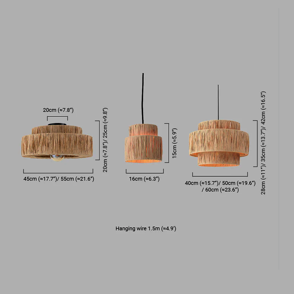 Rustic Wooden Pendant Light Dimension