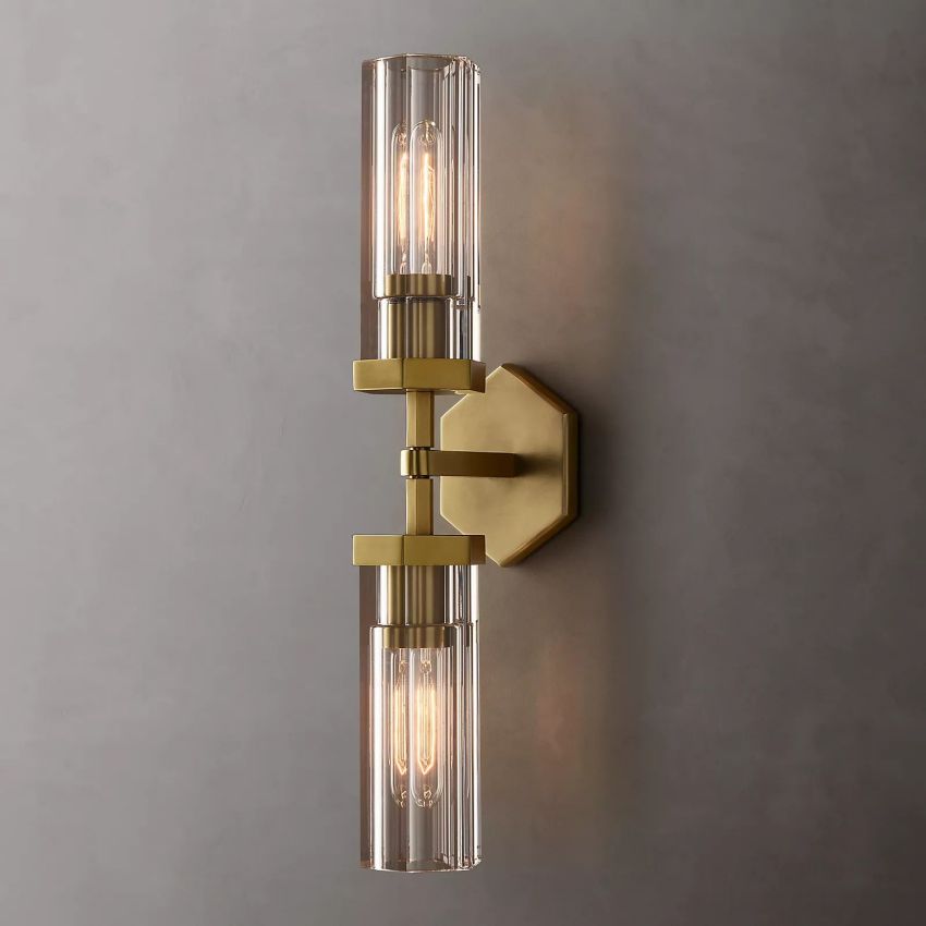 Lambert Hexagonal Glass Double Wall Sconce
