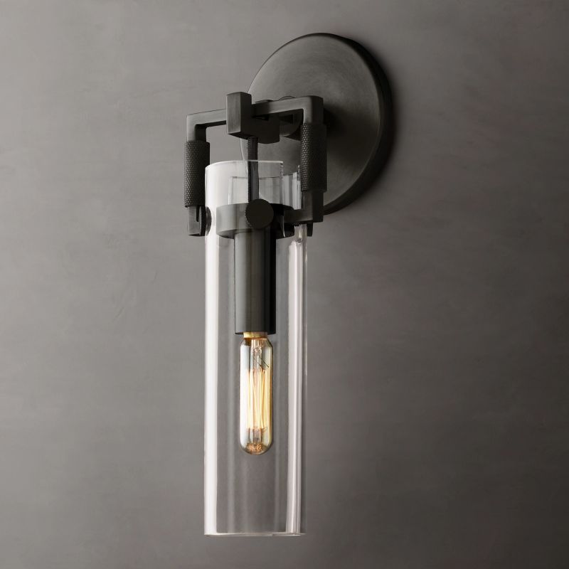 Machinist Glass Cylinder Wall Sconce