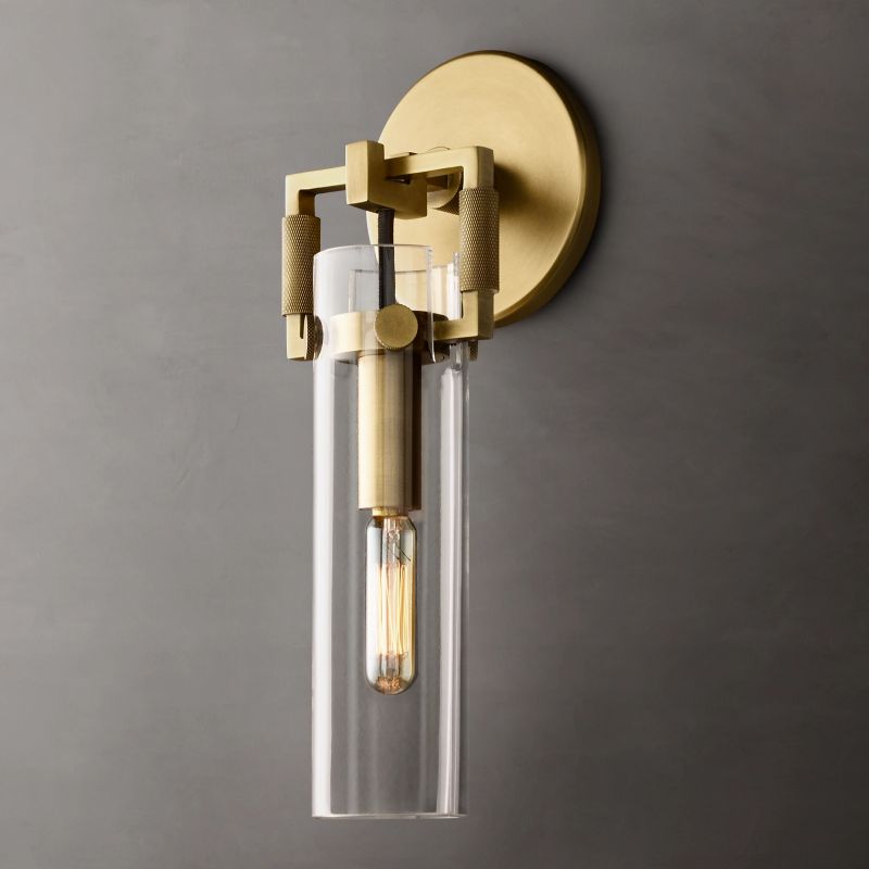 Machinist Glass Cylinder Wall Sconce
