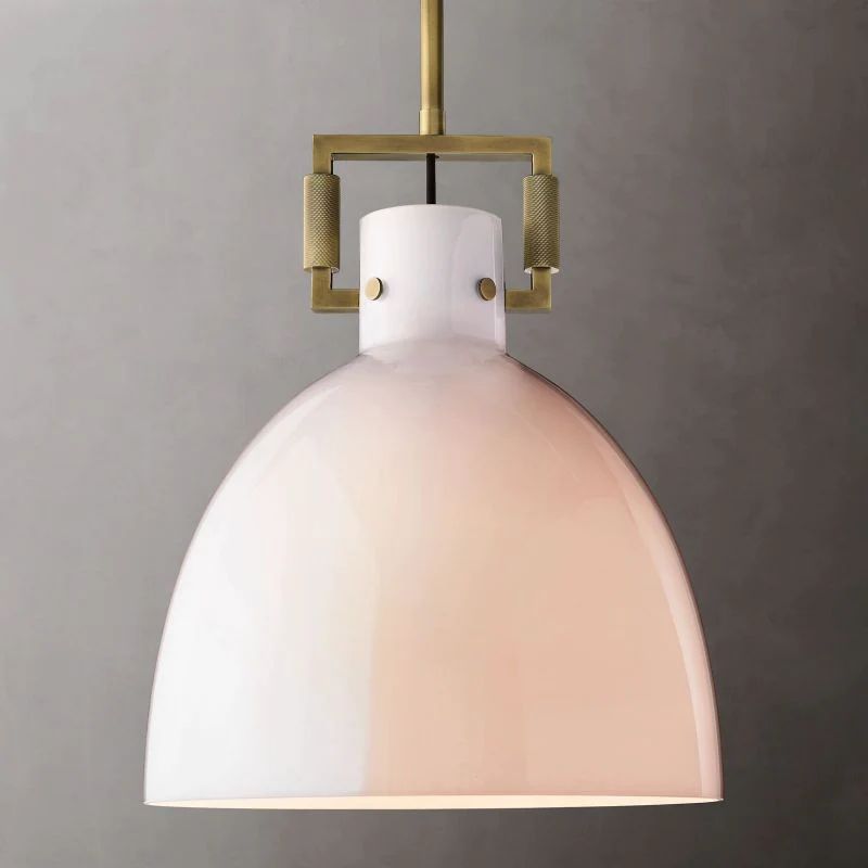 Machinist Milk Glass Cloche Pendant Light