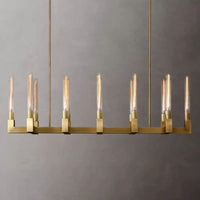 Cannele Ribbed Glass Linear Chandelier 55"