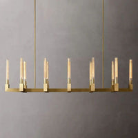 Cannele Ribbed Glass Linear Chandelier 67"
