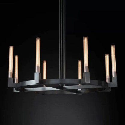 Cannele Ribbed Glass Round Chandelier 48"