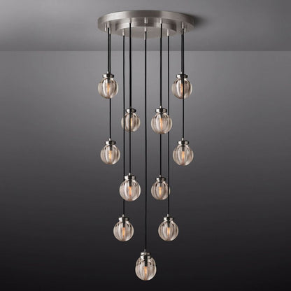 Pearl Carved Inciso Round Chandelier 22"