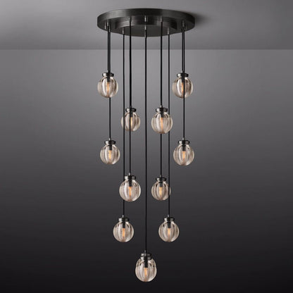 Pearl Carved Inciso Round Chandelier 22"