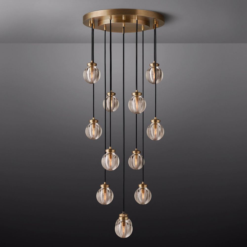 Pearl Carved Inciso Round Chandelier 22"