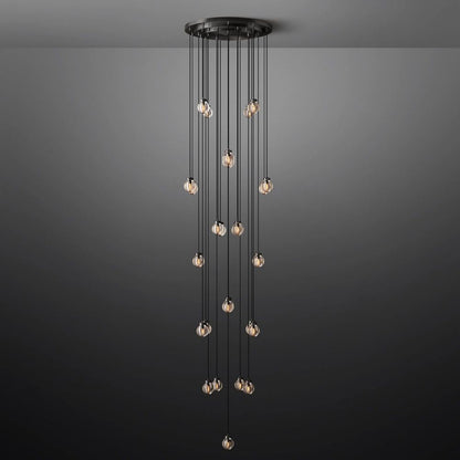 Pearl Carved Inciso Round Chandelier 38"
