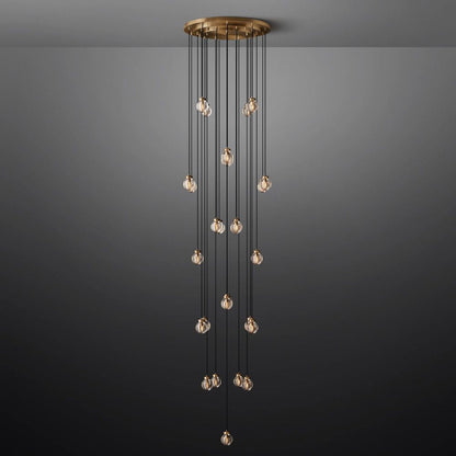 Pearl Carved Inciso Round Chandelier 38"
