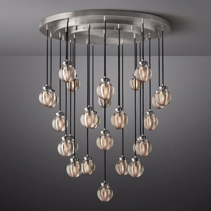 Pearl Carved Inciso Round Chandelier 38"