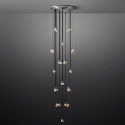 Pearl Carved Inciso Round Chandelier 38"
