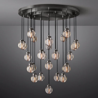 Pearl Carved Inciso Round Chandelier 38"