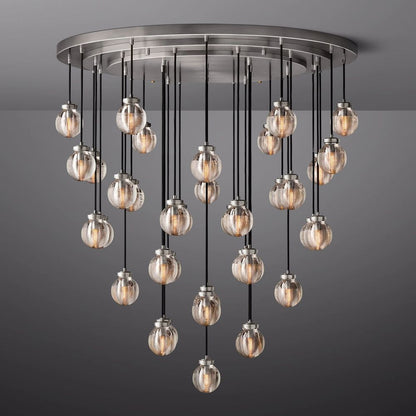Pearl Carved Inciso Round Chandelier 48"